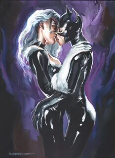 Catwoman v black cat art boobs