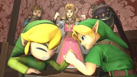 Toon and Young Link arm wrestle! Super Smash Brothers Ultima