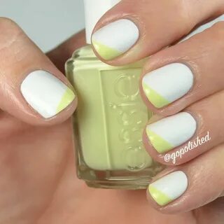 Slanted French Tip nail design using Essie Chillato and Essi