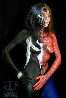 Venom Overhelms Body painting, Spider girl, Body art paintin