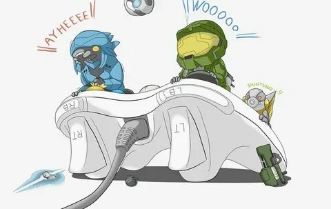 Master Chief and an elite getting along - Master Chief's int