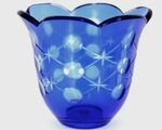 Купить Vintage Cobalt Blue Bohemian Clear Czech Crystal Vase