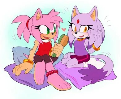 #19249 - safe, artist:bongwater777, amy rose (sonic), blaze 