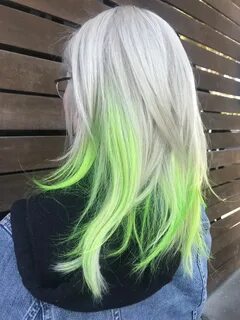 Lime green ombré Green hair streaks, Neon green hair, Neon h