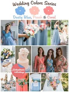 Dusty Blue, Peach and Coral Wedding Color Palette - Robes by