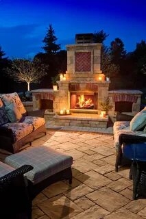 Outdoor living by Unilock with Thornbury patio and fireplace