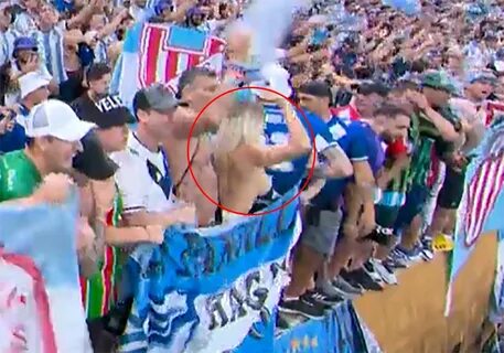 Fans spotted the topless fan during the World Cup final. 