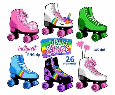 Roller skates clipart. Party clipart. Colorful Roller skate 