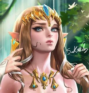 sakimichan Zelda art, Fantasy girl, Fantasy concept art