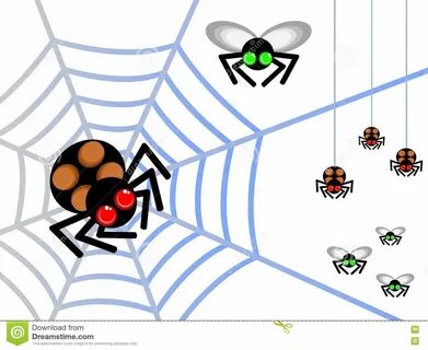 Spider and fly stock vector. 