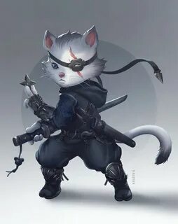 A ninja cat ready to throw a shuriken star Mini art, Ninja c