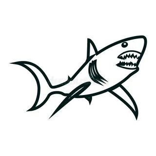 Shark Line Art Vector Illustration. Shark Simple Outline Des