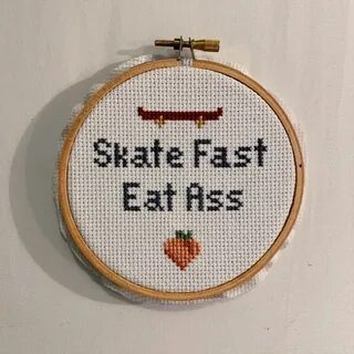 Skate Fast Eat Ass sinful handmade cross stitch Etsy
