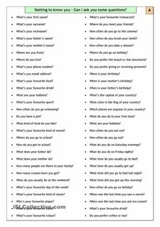 Conversation Questions - Getting to know you - Elementary Co