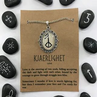 Kjaerlighet. Viking Rune Necklace. Rune for Love. Vintage Et