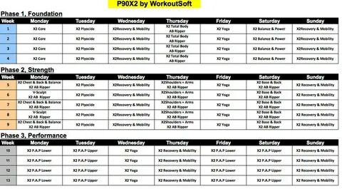 54 15 Minute P90x2 workout schedule for Women Fitness Blende
