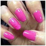undefined Glitter accent nails, Pink shellac nails, Hot pink