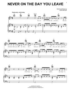 Never On The Day You Leave Sheet Music John Mayer Piano, Voc