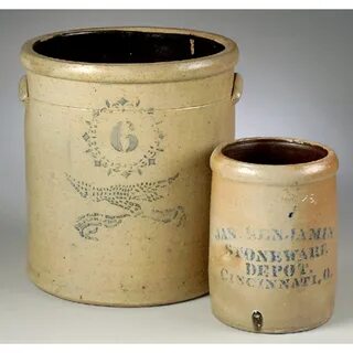 2 Stoneware Crocks, Cowan's Auction House: The Midwest's Mos