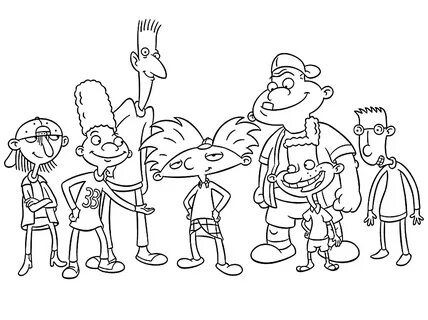Hey Arnold! Characters Coloring Page - Free Printable Colori