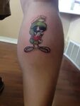 Marvin The Martian on Right Calf Geek tattoo, Marvin the mar