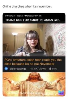 Amurture asian teen reads you the bible