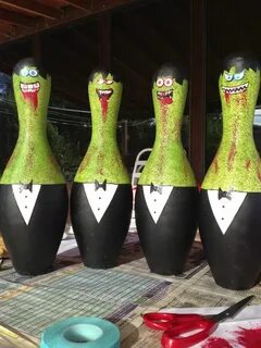 Hand Painted Zombie Bowling Pin by AEConcepts on Etsy, $40.0