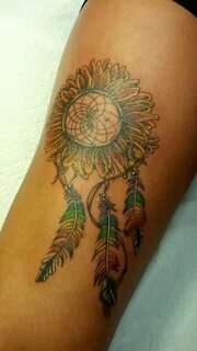 Sunflower dream catcher done by AJ at Screamin' Tiki tattoo 