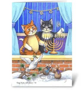 Happy Hanukkah Cats Bud & Tony - Send this greeting card des