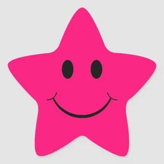 Hot Pink Star Smiley Face Stickers - Custom Stickers - Make 