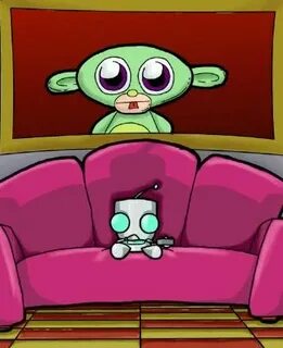 GIR watching TV wiff the creepy monkey painting - Zim Invade