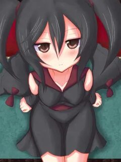 Safebooru - 1girl 3: black hair blush breasts brown eyes det