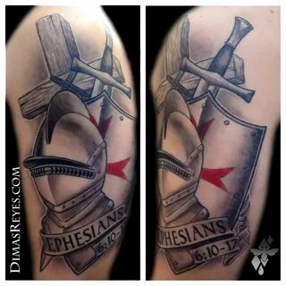 Black and Grey Armor of God tattoo by Dimas Reyes Armor of g