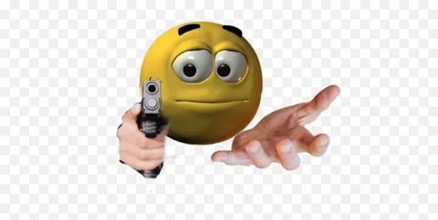 Emoji With Gun Blank Template - Cursed Emoji Holding Gun,Emo