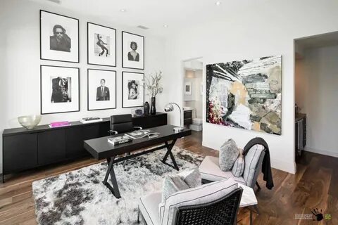 Черно-белый дизайн кабинета Contemporary home office, Modern