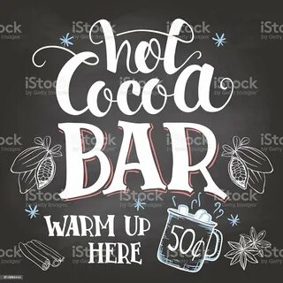 Hot Cocoa Bar Sign On Chalkboard Background Stok Vektör Sana