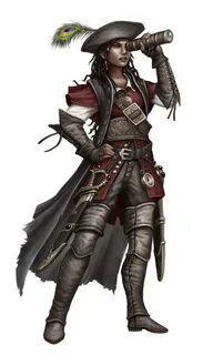 Female Human Pirate Rogue - Pathfinder PFRPG DND D&D d20 fan