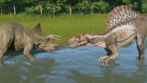 Triceratops(Modified) VS Spinosaurus - Jurassic World Evolut
