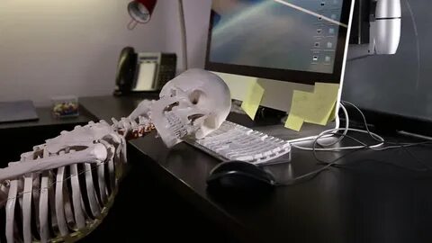 corpse died office - skeleton trapped Stock Footage Video (1