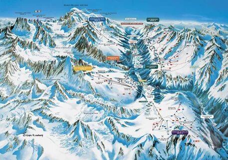 Chamonix Piste Ski Area Trail Map - Mont-Blanc Chamonix Fran