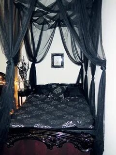 Beautiful Black Bed Net Majesty Canopy Alternative Gothic Wa
