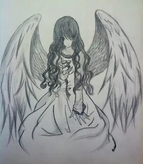 Drawn anime angel - Pencil and in color drawn anime angel Go