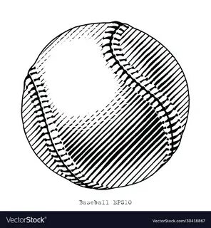 Baseball hand draw vintage style black and white Vector Imag