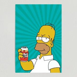 Homer Simpson Duff Beer Art Print Poster 12" x 18" Wall Art 