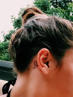 Leo Sign Tattoo Behind the Ear Leo sign tattoo, Leo tattoos,