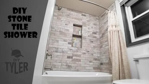 DIY Tile Shower Tub Insert to Stone Tile Wall Shower - YouTu