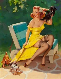 Gil Elvgren ADORATION Original NUDE Painting Pin-Up Blonde S