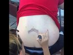 Hot chick gets Tramp stamp - YouTube