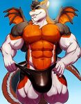 FurryBooru - anthro big bulge bulge clothing dragon horn knu