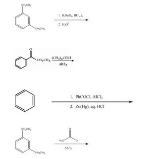 Solved CH2CH3 1. KMnO4, HOA 2. H;O CH CH3 CH,CH, (CH3)2CHCI 